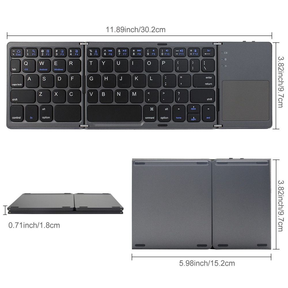 Безжична сгъваема клавиатура със сензорен панел за IOS Android Samsung Windows Ipad Tablet Notebook - Image 8