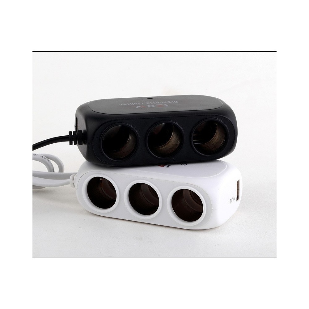 Троен разклонител за запалка за кола и 2 USB - Image 4