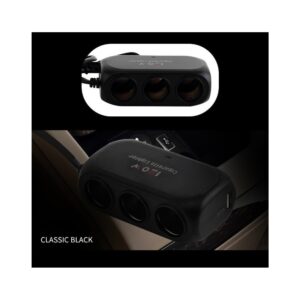 Троен разклонител за запалка за кола и 2 USB
